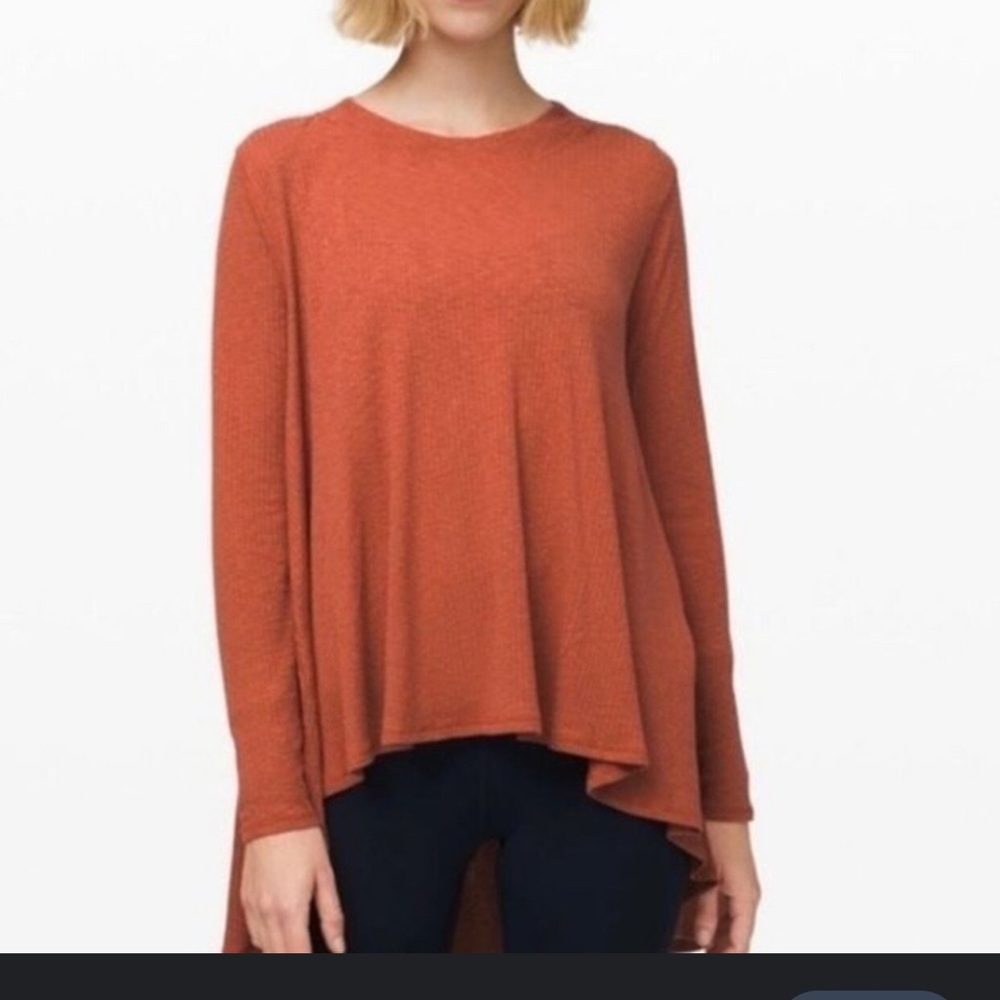 Lululemon Dare to Drape Long Sleeve Top Flowy Hi Low Hem Rustic Clay Blouse S